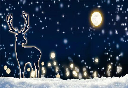 Navy Blue Snow Elk Christmas Photography Backdrops