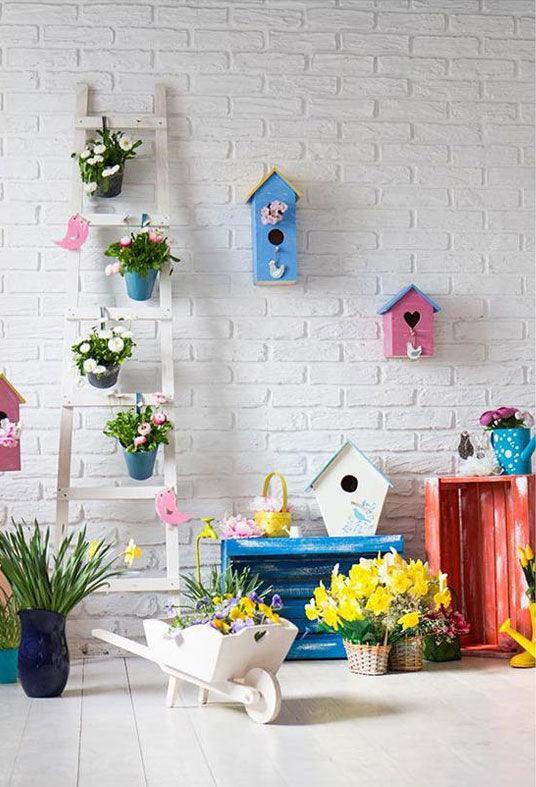 Pot Plants Decoration Brick Wall Backdrop For Photography