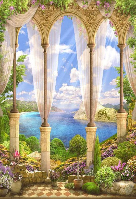 Beautiful Spring Season Scenery Outside the Castle Backdrop for Photography