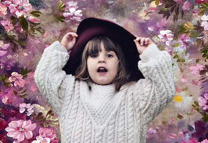 Pink Flowers Dark Backdrops for Children