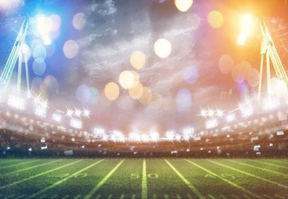 Sports Green Grassland Bokeh Lights Backdrop Football Field Photography Background