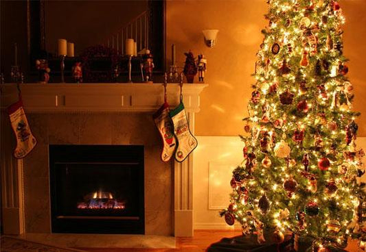 Night of Bright Christmas Tree Photo Backdrops
