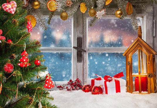 Windows Winter Snow Backdrop for Christmas