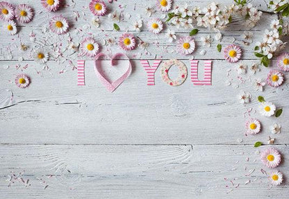 Pink Flowers White Wood Happy Mother's Day Photography Backdrops