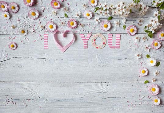 Pink Flowers White Wood Happy Mother's Day Photography Backdrops