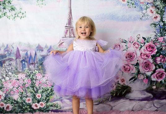 Spring Scenery Backdrop City Overlook Eiffel Tower Photography Background