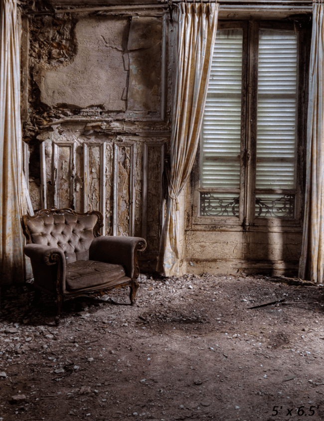 Abandoned Room Brown Armchair Photography Backdrop SBH0294