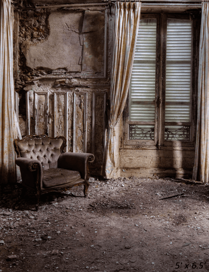 Abandoned Room Brown Armchair Photography Backdrop SBH0294