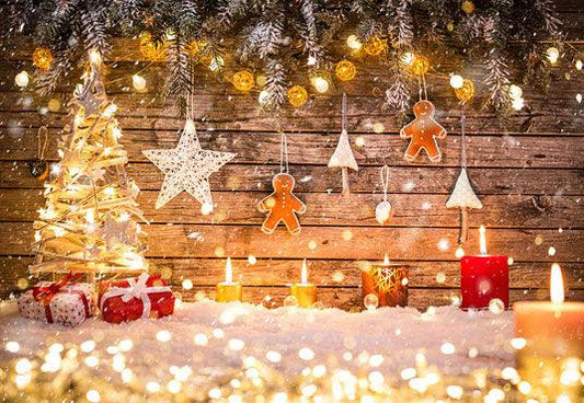 Light Christmas Tree Photography Backdrop Wood Background