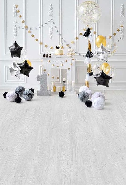 White Stars Balls Decoration Wall Backdrop 1st Cakes Smash Photography Background