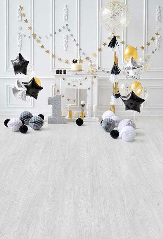 White Stars Balls Decoration Wall Backdrop 1st Cakes Smash Photography Background