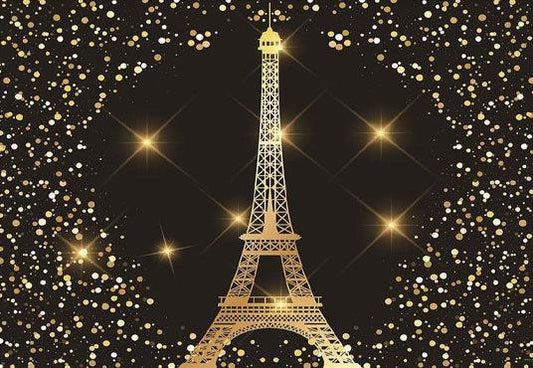 Black Gold Paris Eiffel Photo Backdrop for Birthday Picture