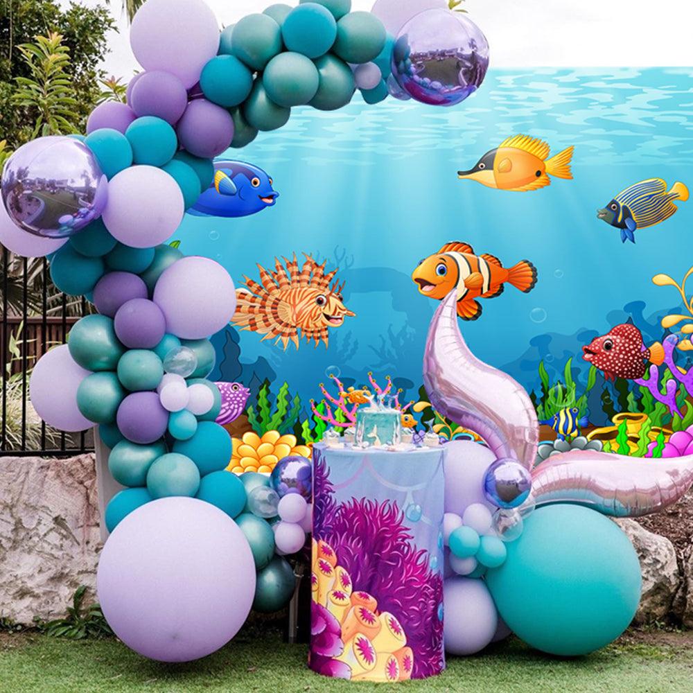 Underwater World  Photo Backdrop Cartoon  Fish Photography Background Blue Photo Studio Props KH12811