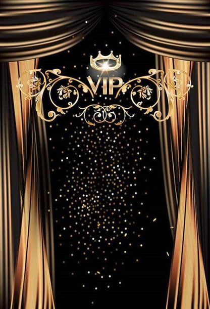 Golden Glitter VIP Flowing Curtain Pattern Hollywood Backdrops for Party Photography