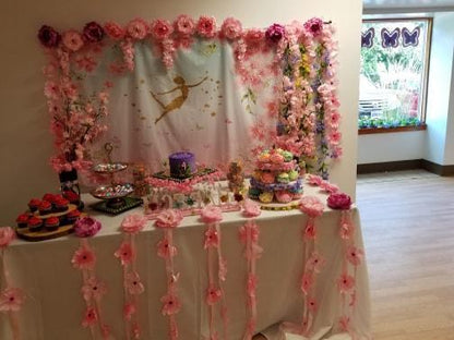 Gold Dancer Birthday Pink Flowers Baby Show Backdrop for Party Decor
