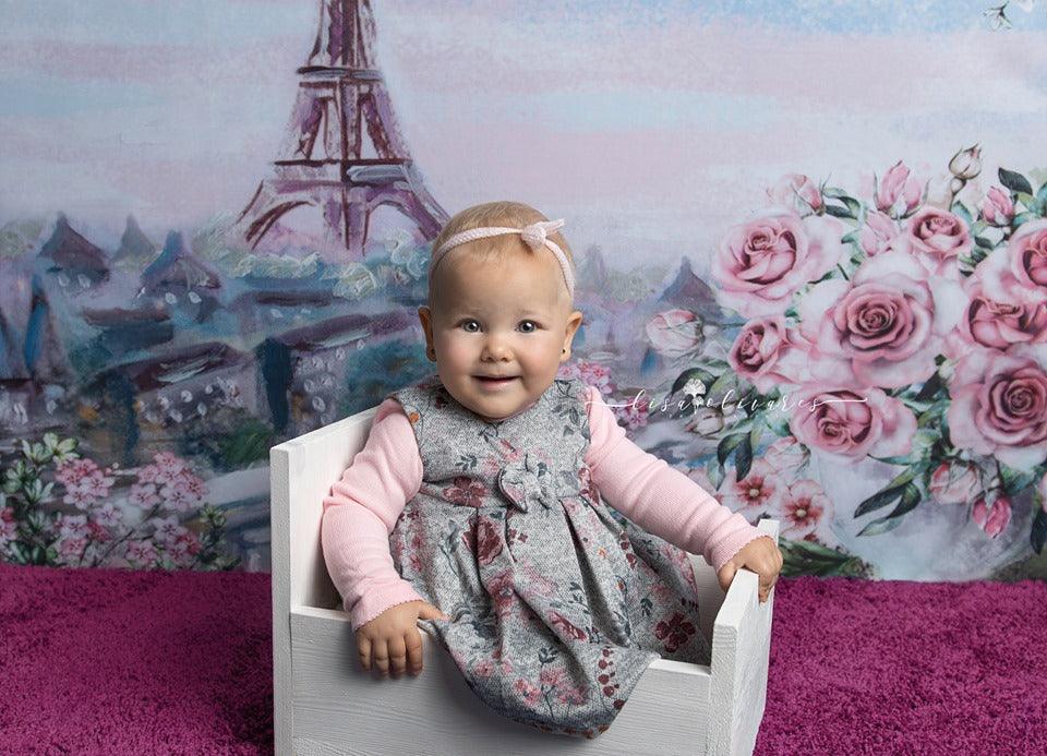 Spring Scenery Backdrop City Overlook Eiffel Tower Photography Background