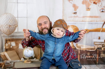 Navigation Wood Floor Map Backdrop for World