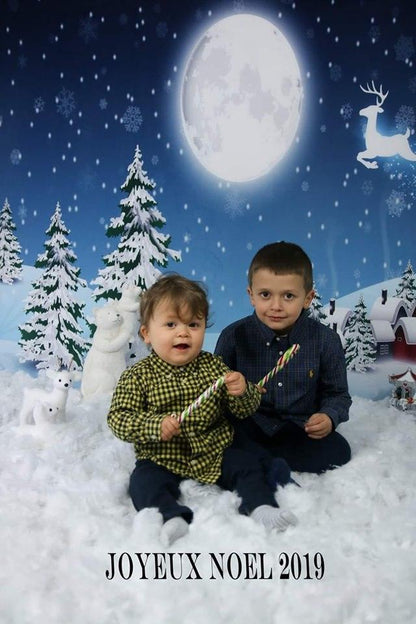 Snow Winter Big Moon Christmas Backdrops