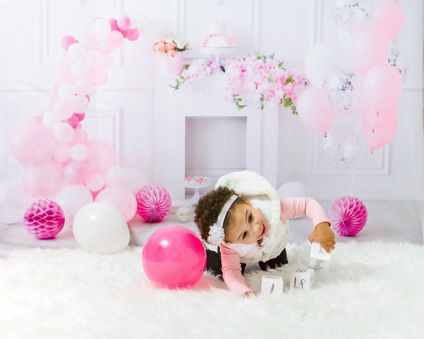 Princess White Wall Balloon Baby Show Backdrop