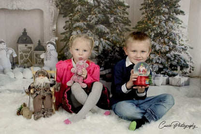 Christmas Tree White Wood Floor Photography Backdrop Prop