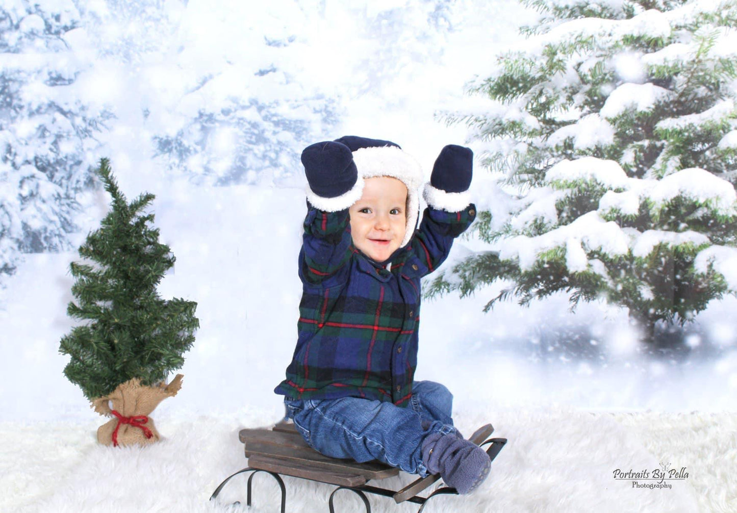 Snow Winter Pine Shiny Snowflake Photo Backdrop for Party