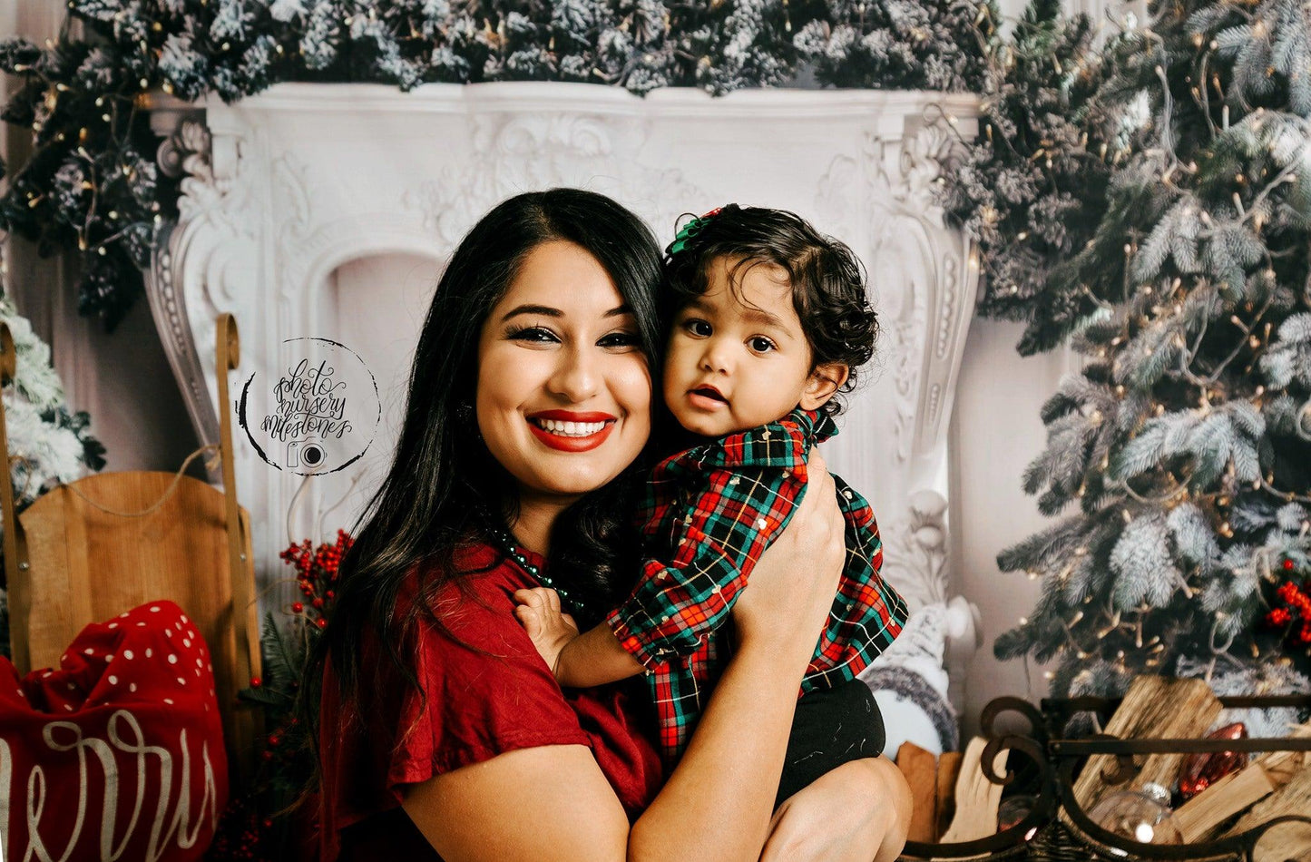 Christmas Tree White Wood Floor Photography Backdrop Prop