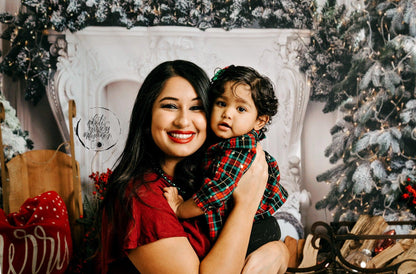 Christmas Tree White Wood Floor Photography Backdrop Prop