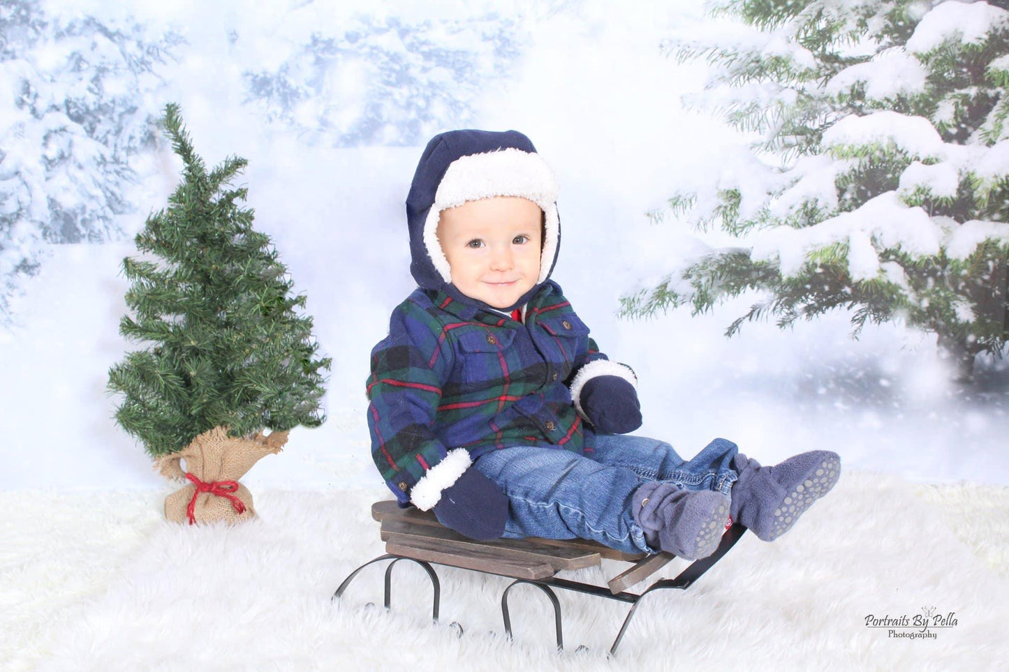 Snow Winter Pine Shiny Snowflake Photo Backdrop for Party