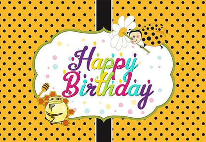 Bee Cartoon Backdrop for Birthday Party Photography