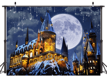 Night Hogwarts Castle Backdrop for Halloween Photography SBH0246