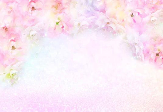 Pink Glitter Floral Valentine's Day Birthday Backdrops