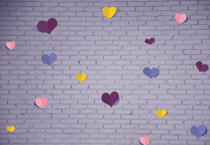 Brick Wall Paper Heart Valentine Backdrop