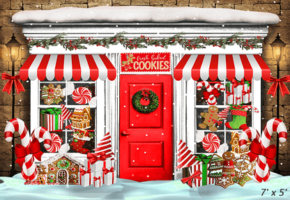 Candy Shop Decorated With Christmas Sweets Backdrop SBH0269
