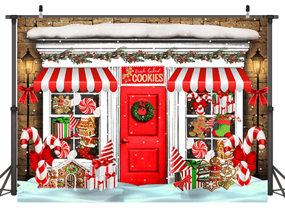 Candy Shop Decorated With Christmas Sweets Backdrop SBH0269