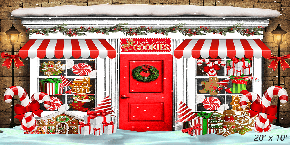 Candy Shop Decorated With Christmas Sweets Backdrop SBH0269