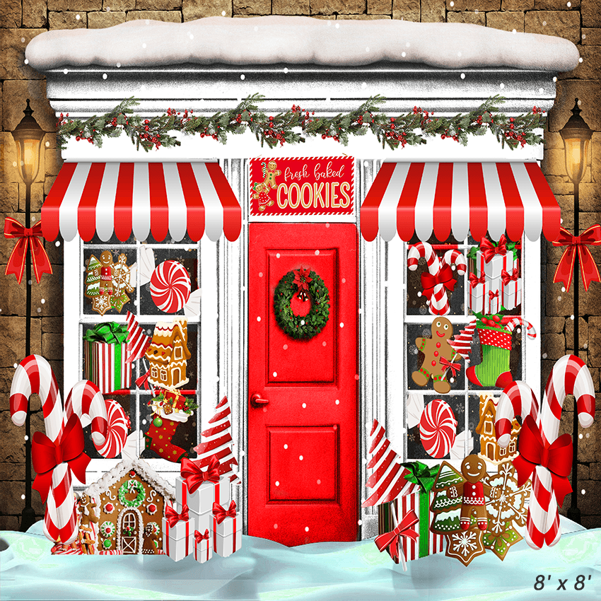 Candy Shop Decorated With Christmas Sweets Backdrop SBH0269