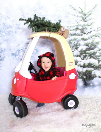 Snow Winter Pine Shiny Snowflake Photo Backdrop for Party