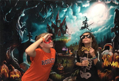 Funny Witch of Night Halloween Photography Backdrops