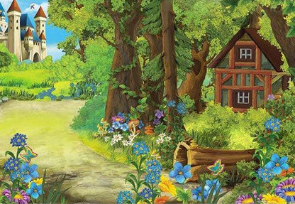 Cartoon Urban Beauty Backdrops Green Landscape Backdrop Photography