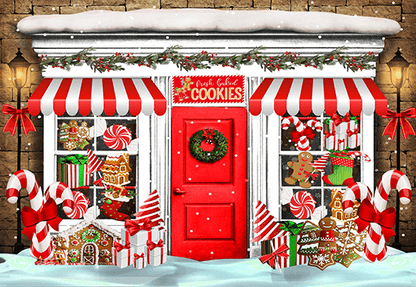 Candy Shop Decorated With Christmas Sweets Backdrop SBH0269