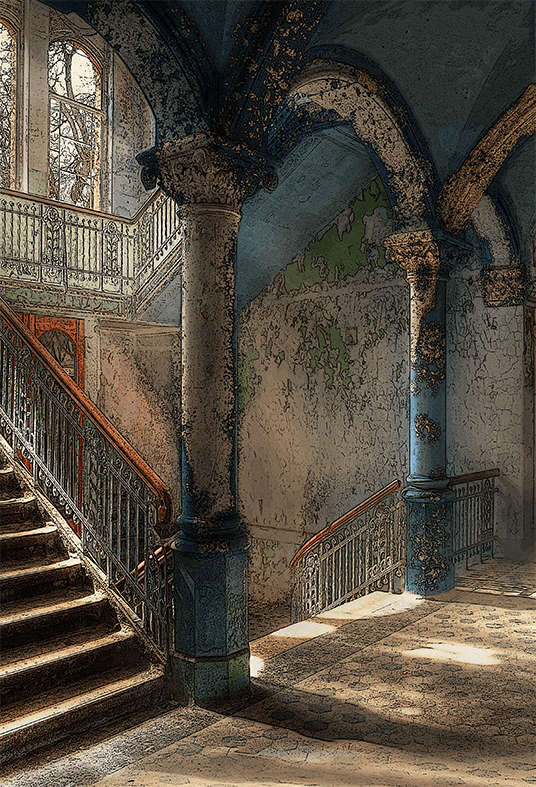 Bright Window View Dark Grunge Room Photography Backdrop SBH0225