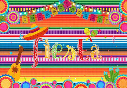Fiesta Colorful Backdrop for Birthday Party Photography