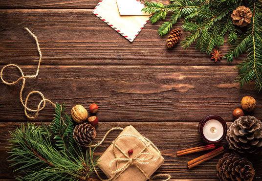 Brown Wood Christmas Photography Backdrops