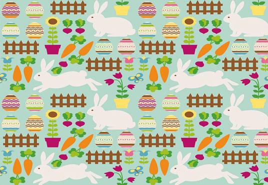 Cartoon Rabbit Carrot Happy Easter Backdrops