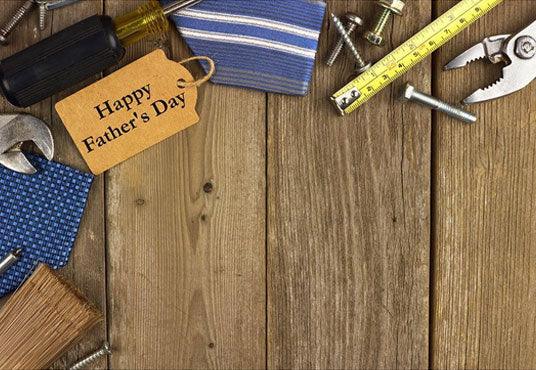 Hand Tools On Brown Wood Floor Backdrop for Father's Day Background