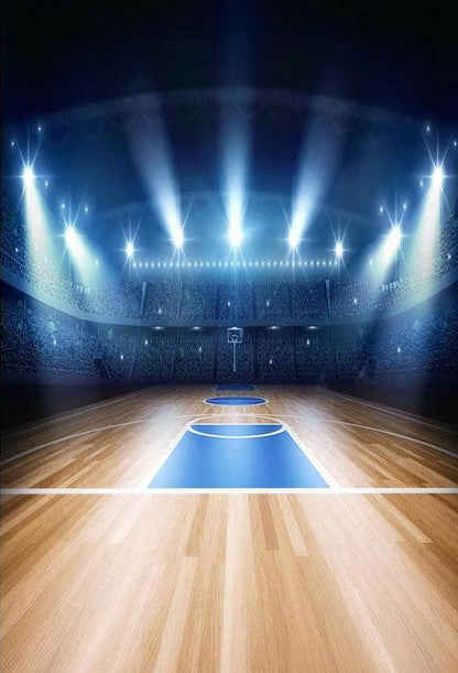 Night Stadium Wood Floor Backdrop Basketball Field Photography Background