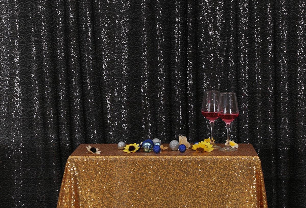 Black Sequins Fabric Photography Backdrop for Party