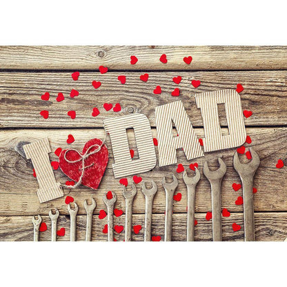 I Love Dad Backdrop for Father's Day Photography Wood Floor Background