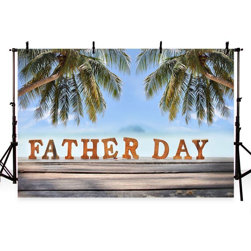 Products Happy Father's Day Backdrop Coconut Tree Seaside Photography Background