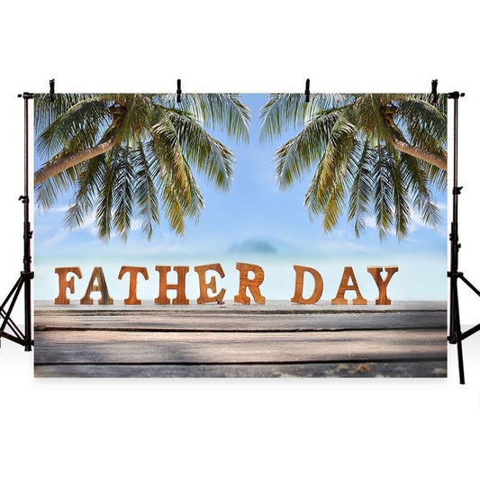 Products Happy Father's Day Backdrop Coconut Tree Seaside Photography Background